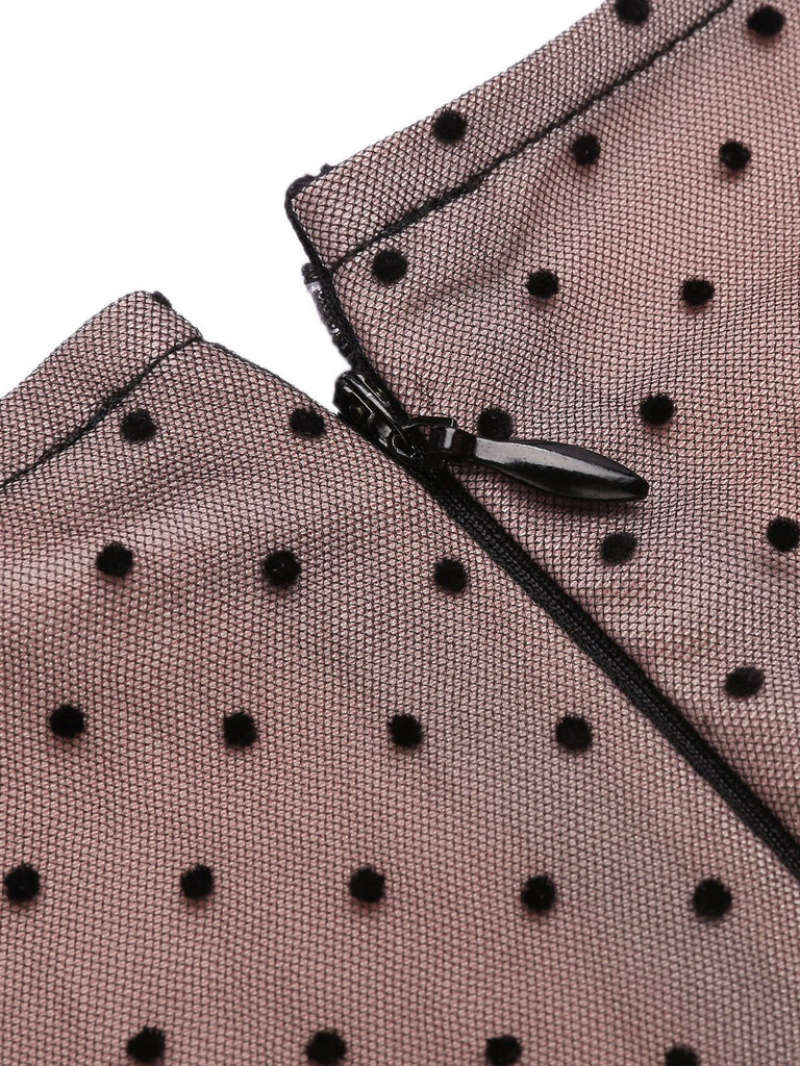 PINK 1960S POLKA DOT MESH PENCIL DRESS