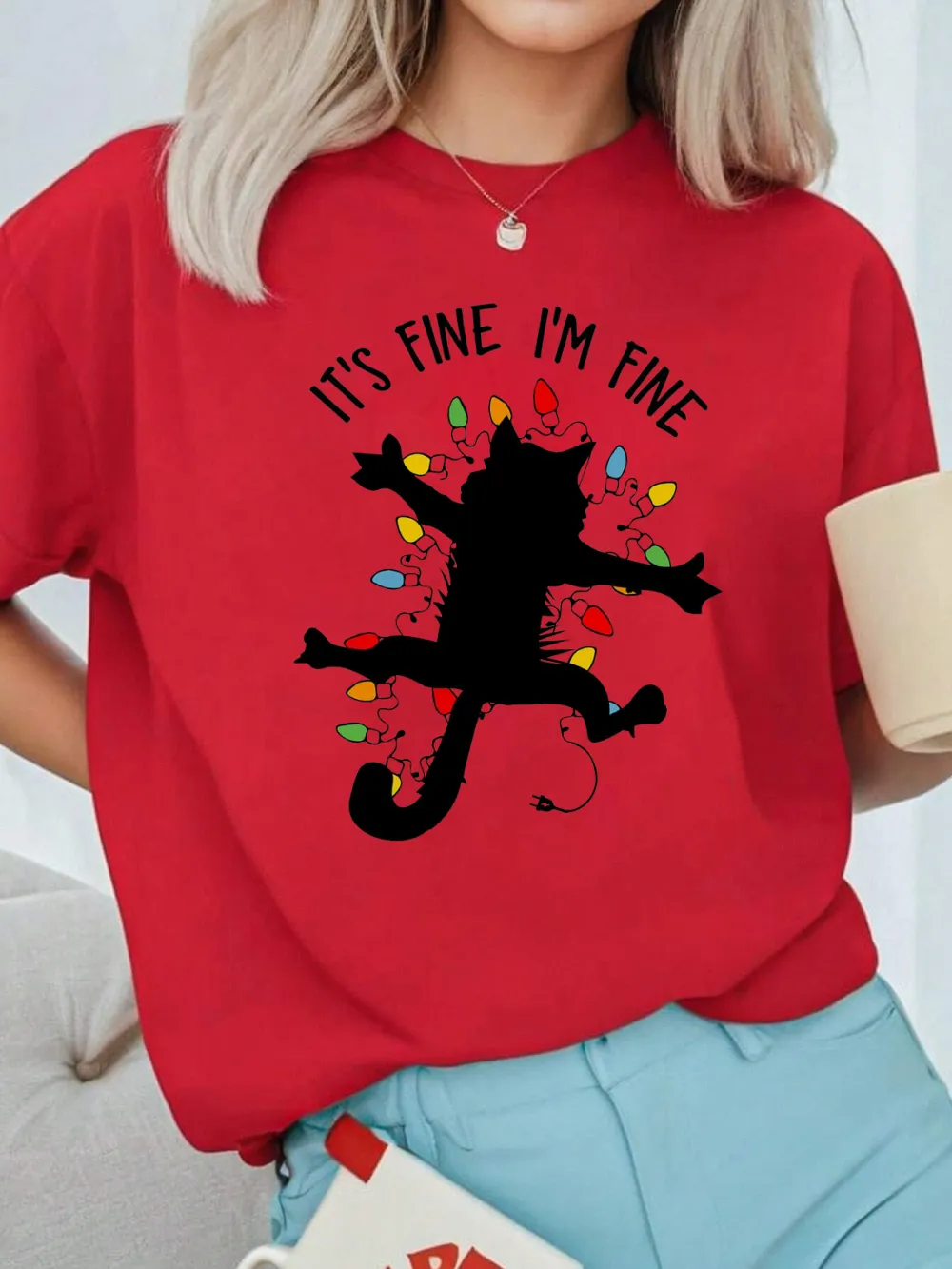 Kitty Santa Lady T-shirt