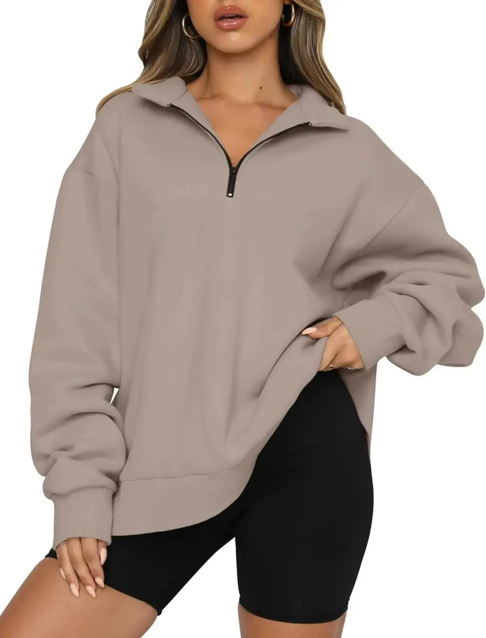 Oversized Sweatshirts Half Zip Pullover Long Sleeve