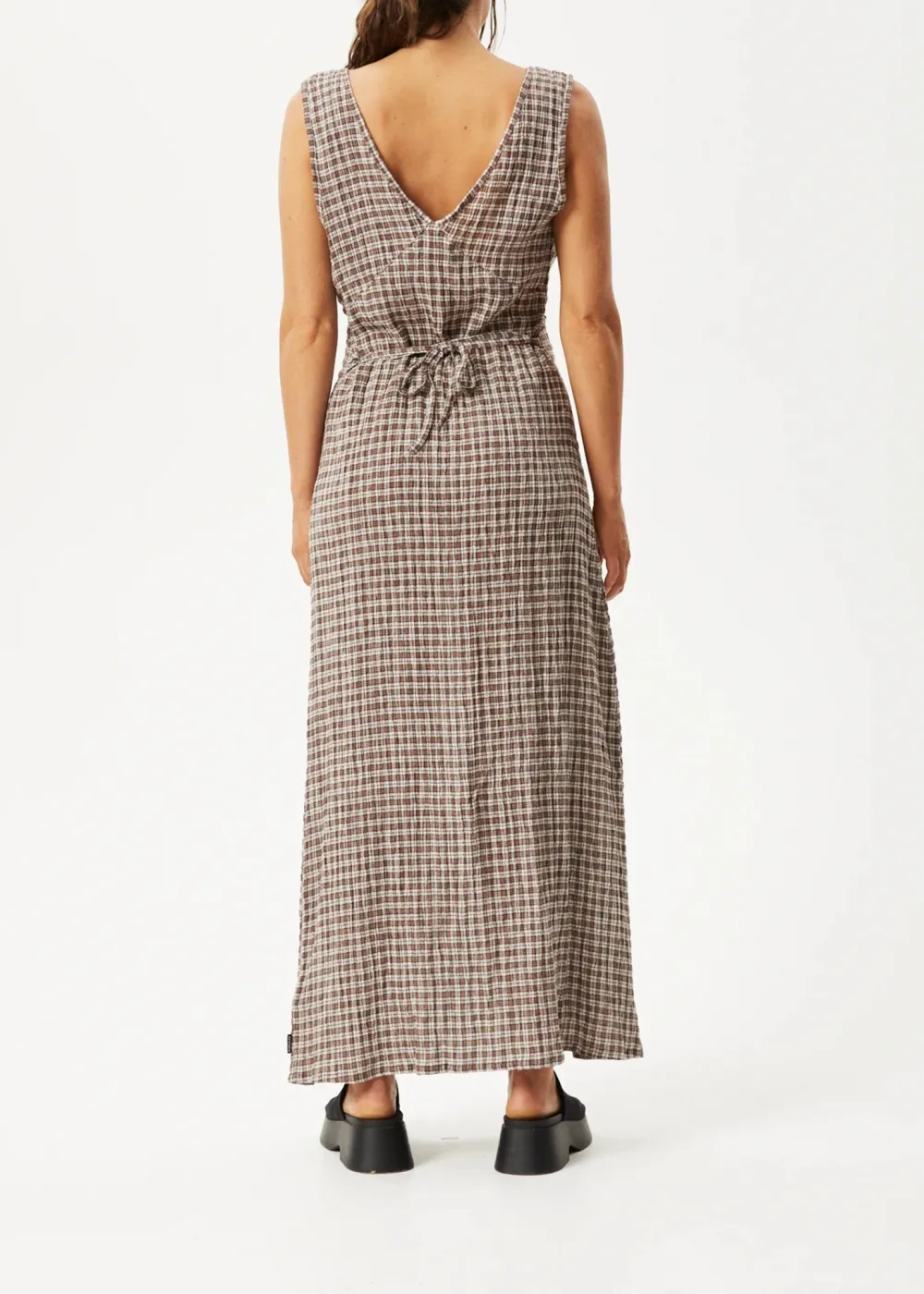 Seersucker Check Maxi Dress