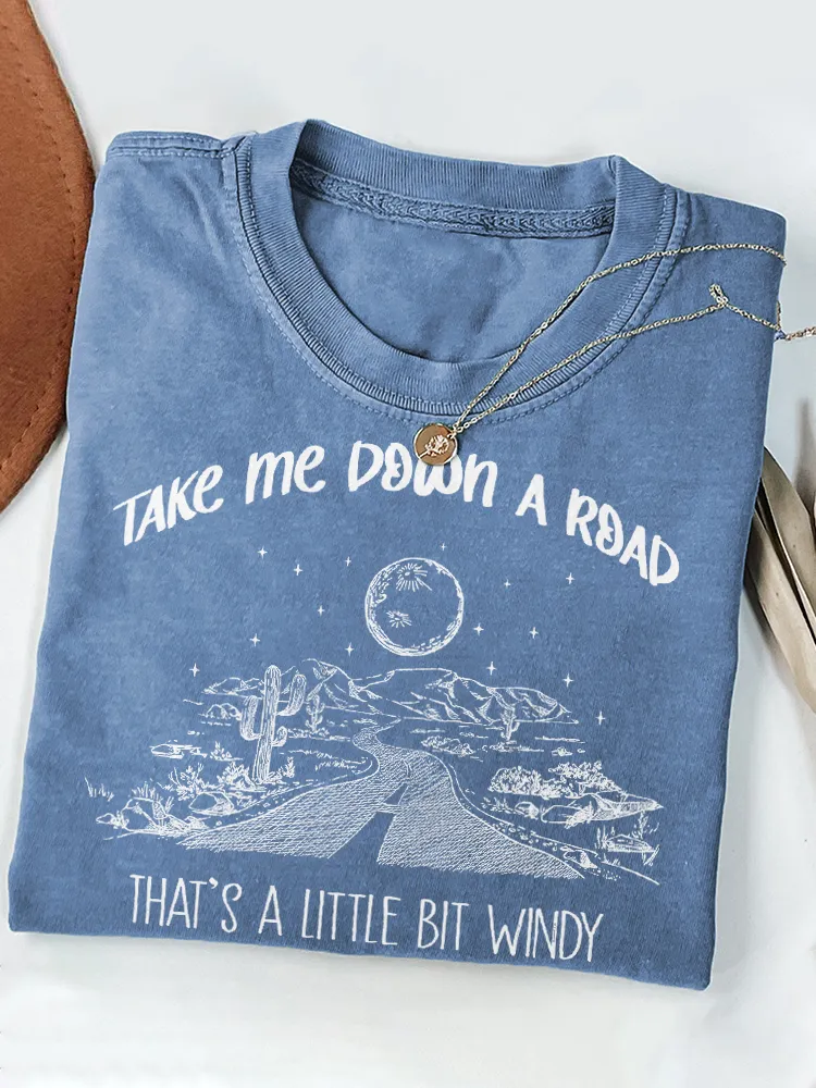 Take Me Down A Road Print Short Sleeve T-Shirt