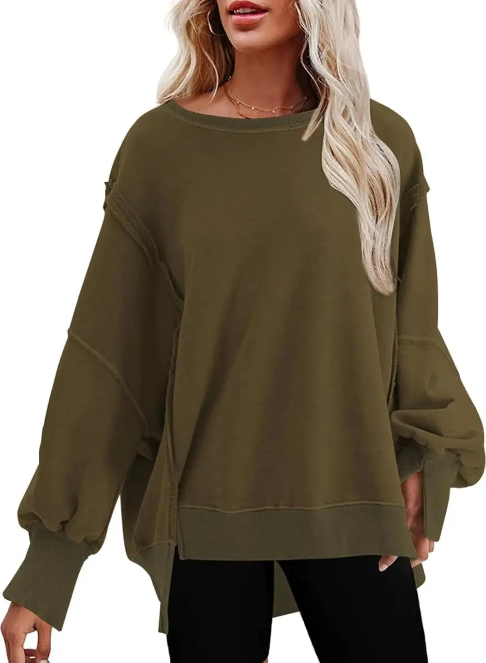 Oversized Reverse Seam Sweatshirt Long Sleeve Crewneck Pullover