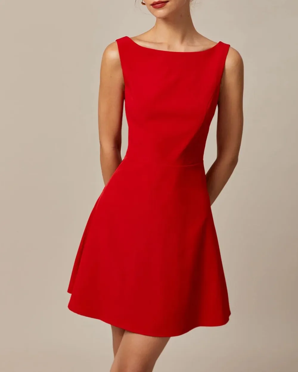 Pure red midi dress