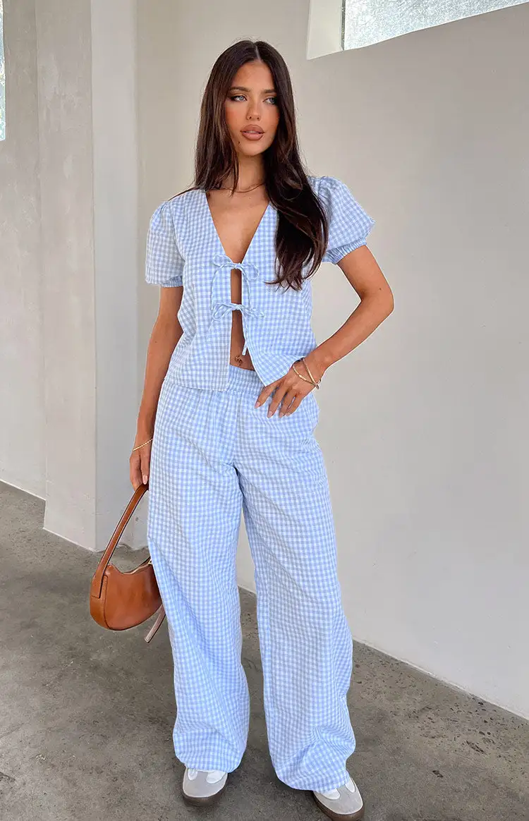 Lunya Blue Gingham Pants