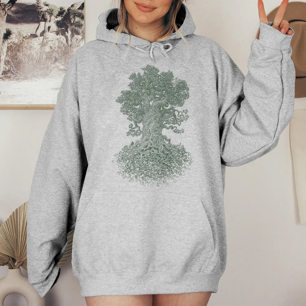 FOREST TREE PATTERN PRINTED HOODIE