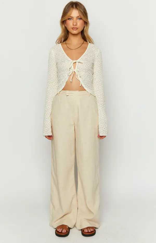 Cabo Cream Linen Blend Pants