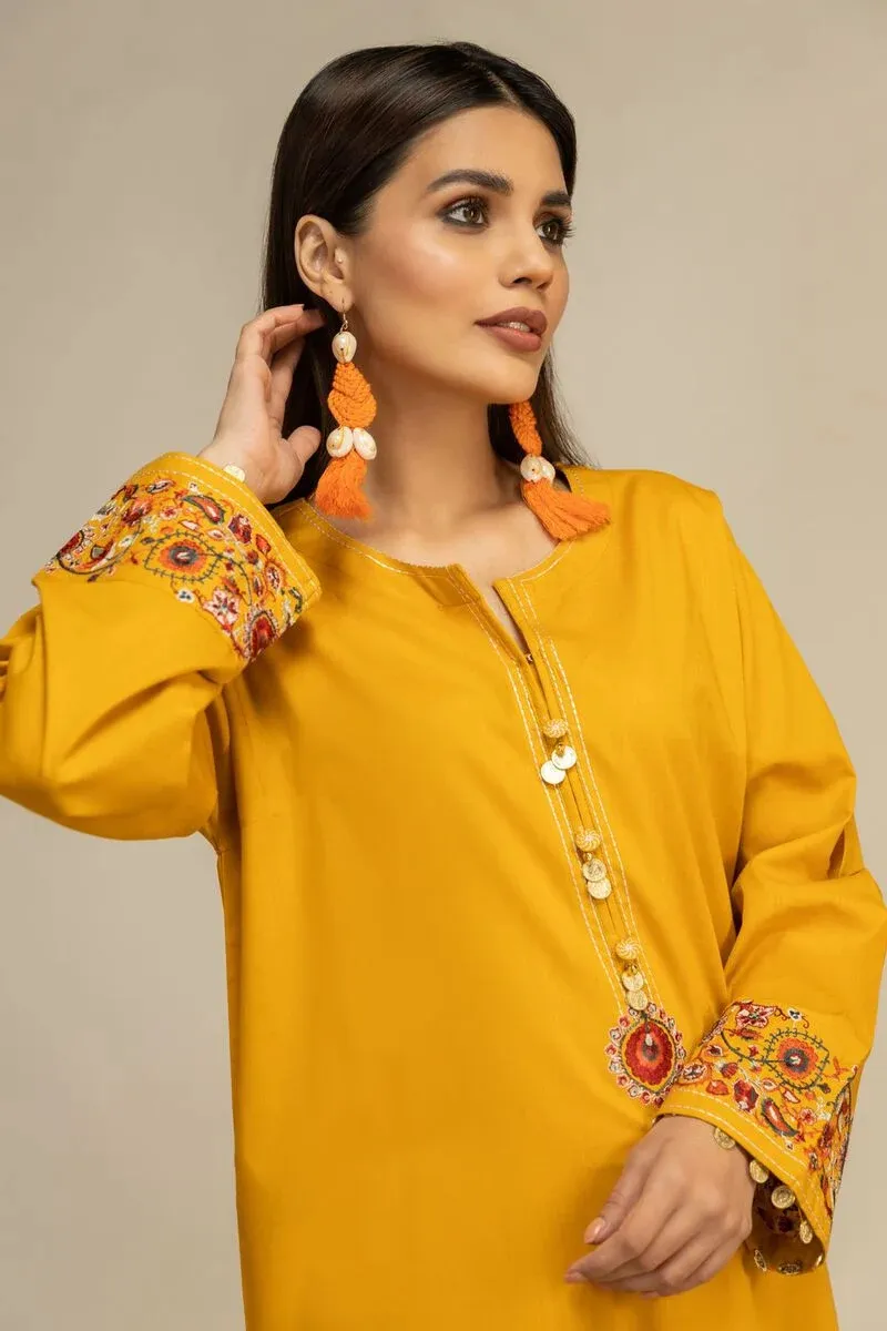 2 Piece | Kurta & Pants | Color Yellow