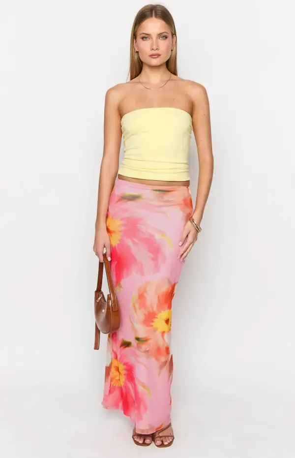 Esha Pink Floral Maxi Skirt