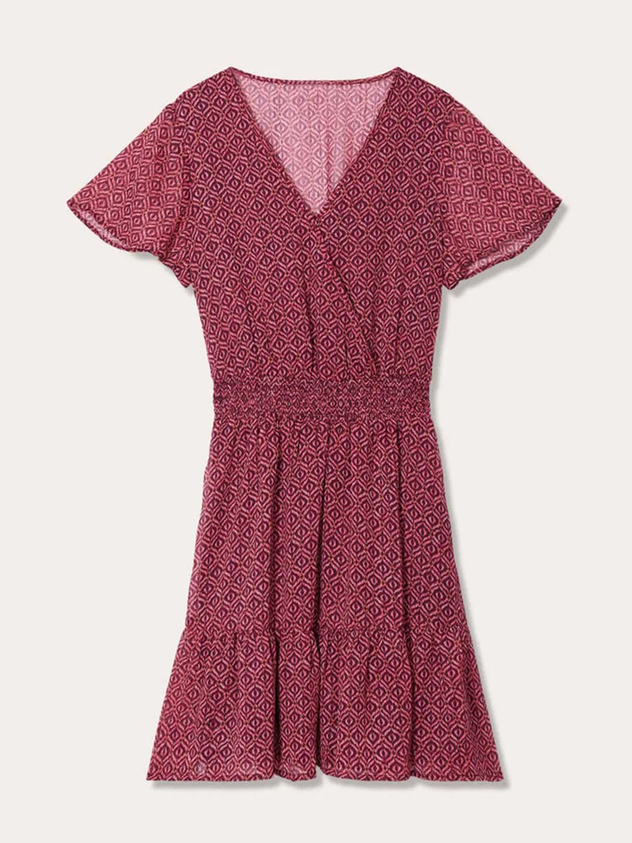 Robe évasée col cache-coeur blanc femme