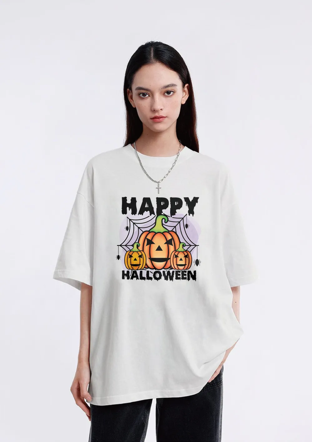 Women's Pumpkin Art Letter Printed T-shirt