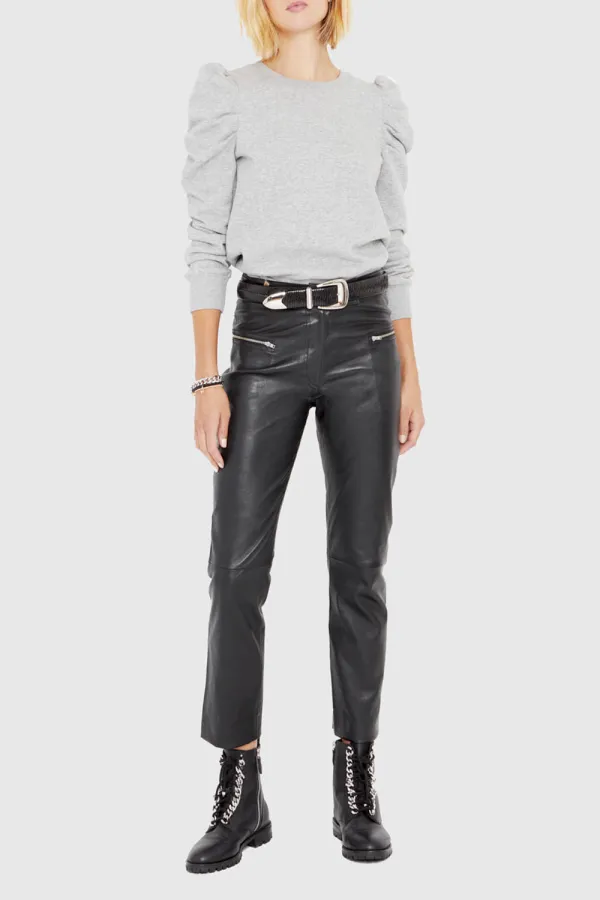 Black Motorcycle Style Leather Pants