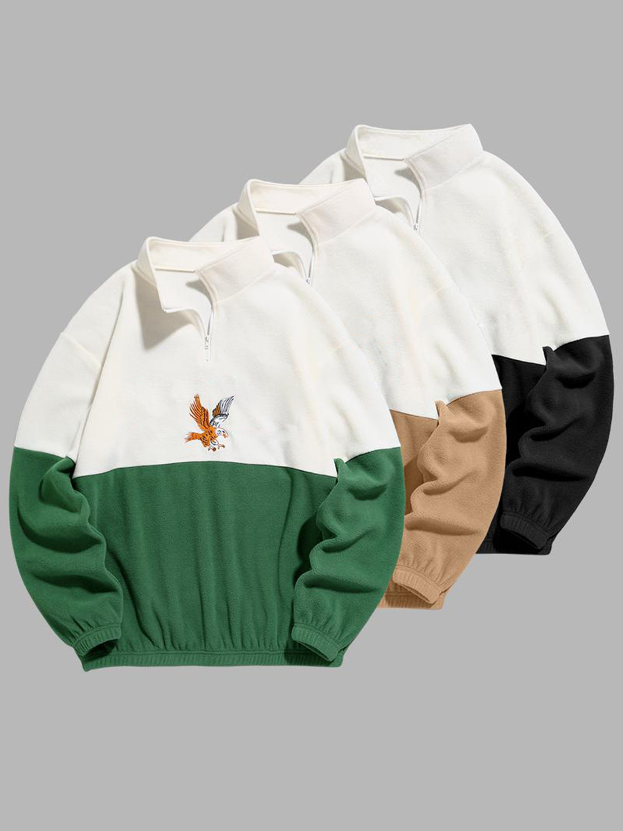 Quarter-zip embroidered sweatshirt