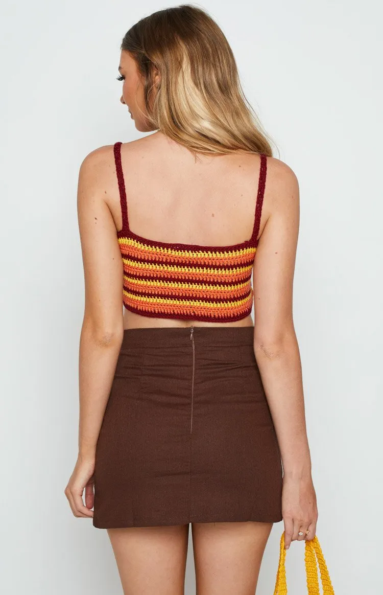 Nova Orange Crochet Top