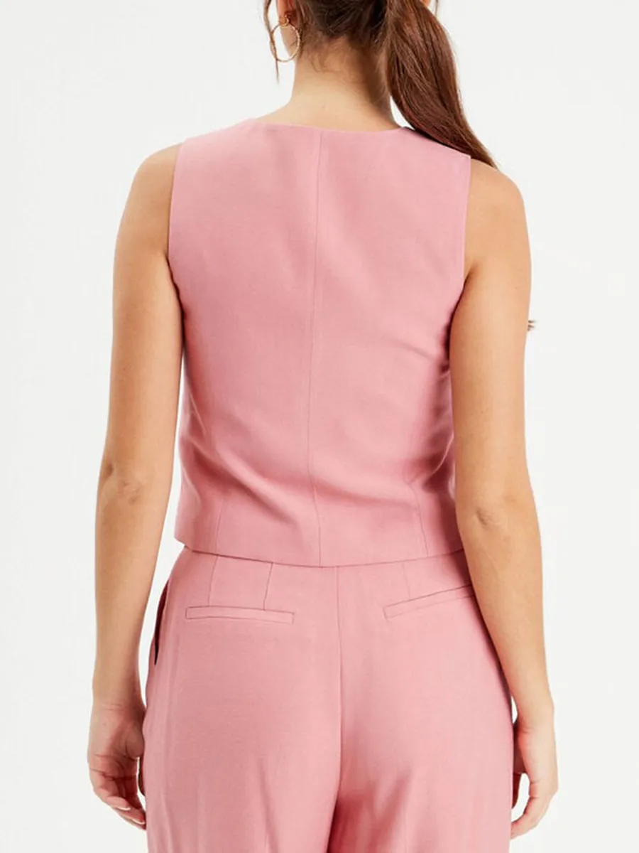 Veston sans manches rose femme