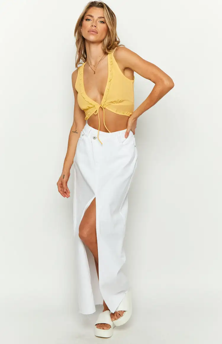 Tusk Yellow Tie Up Crop Top