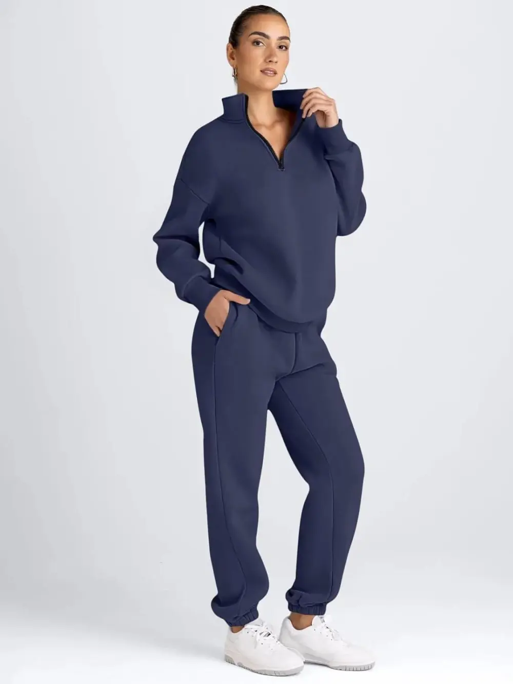 2 Piece Sweatsuits Long Sleeve Half Zip Pullover and Baggy Sweatpants