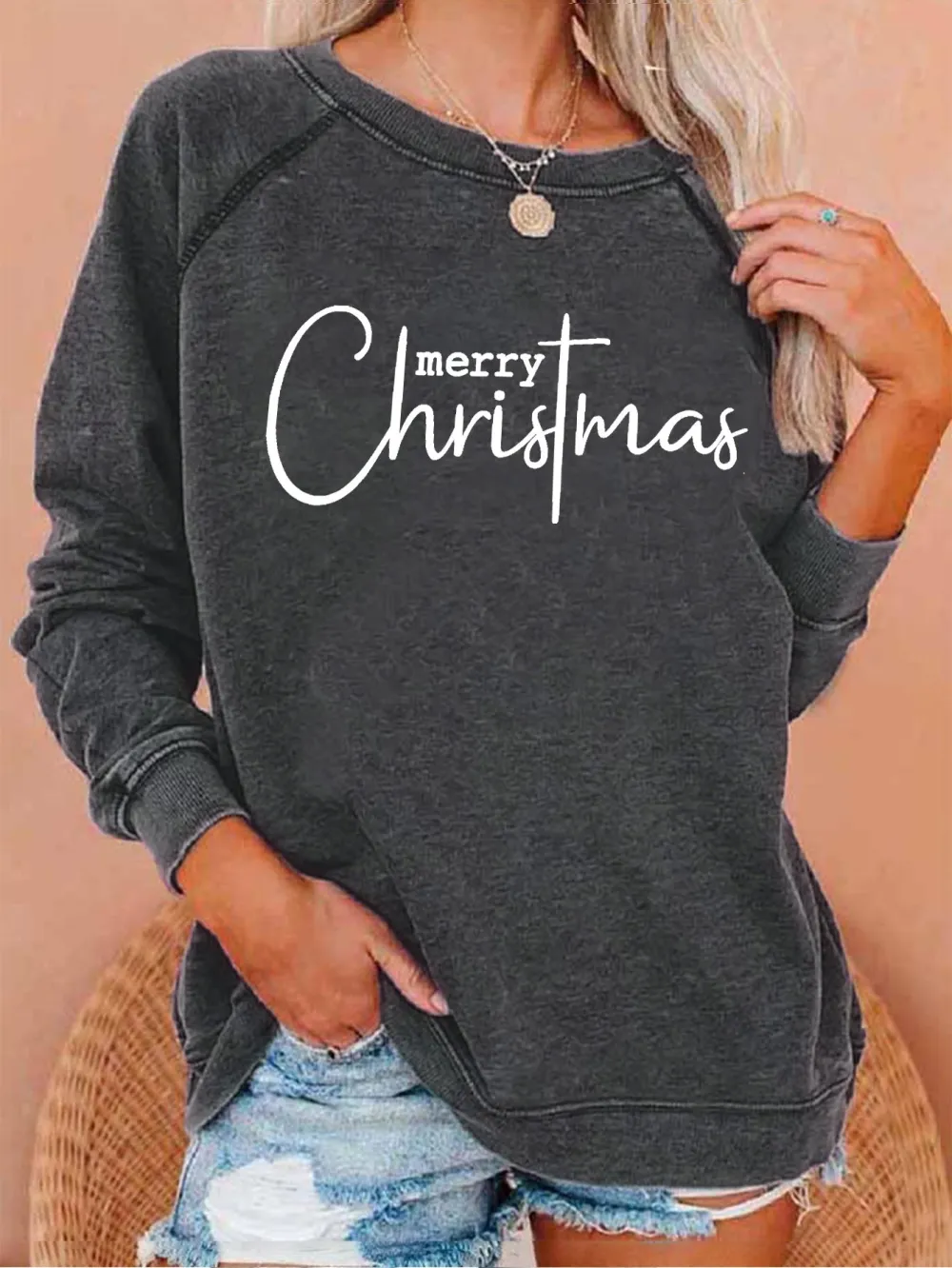 Women's Merry Christmas Print Casual Sweatshirt