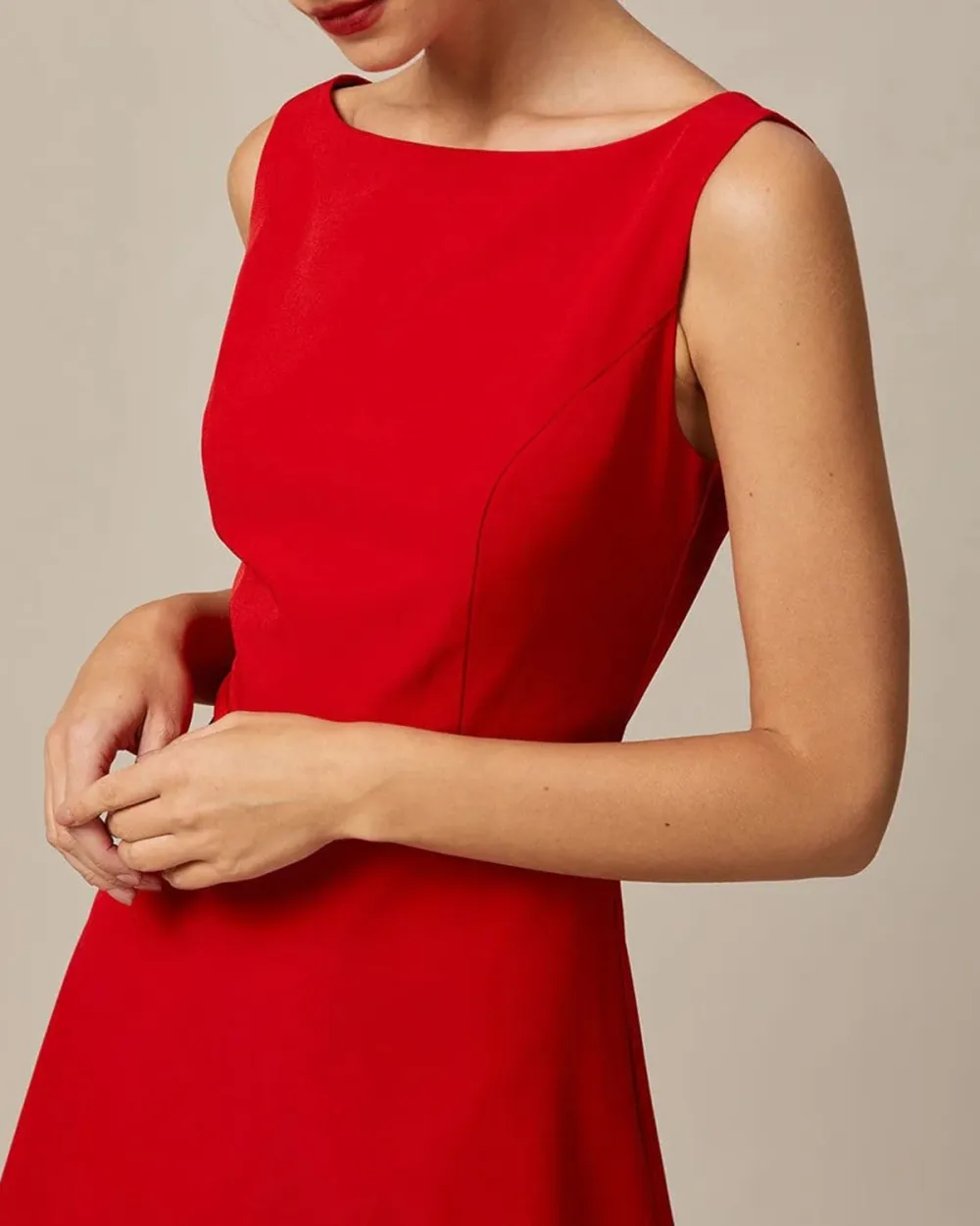 Pure red midi dress