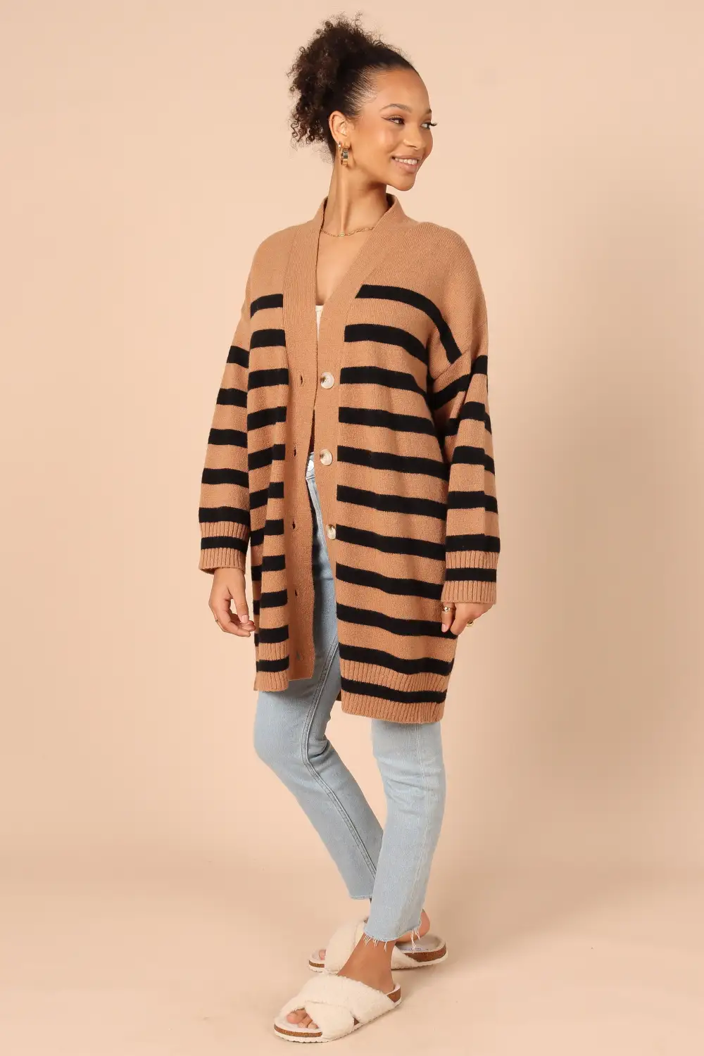 Julie Cardigan - Tan Stripe