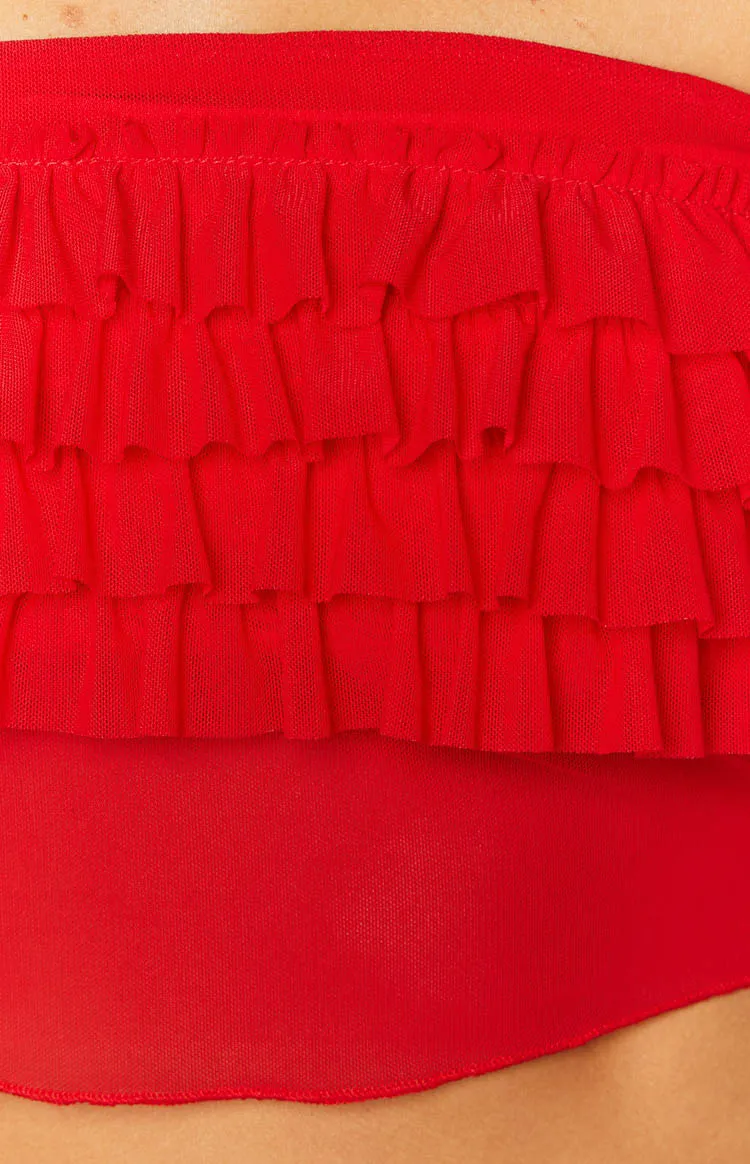 Rumba Rouge Red Ruffle Tube Top