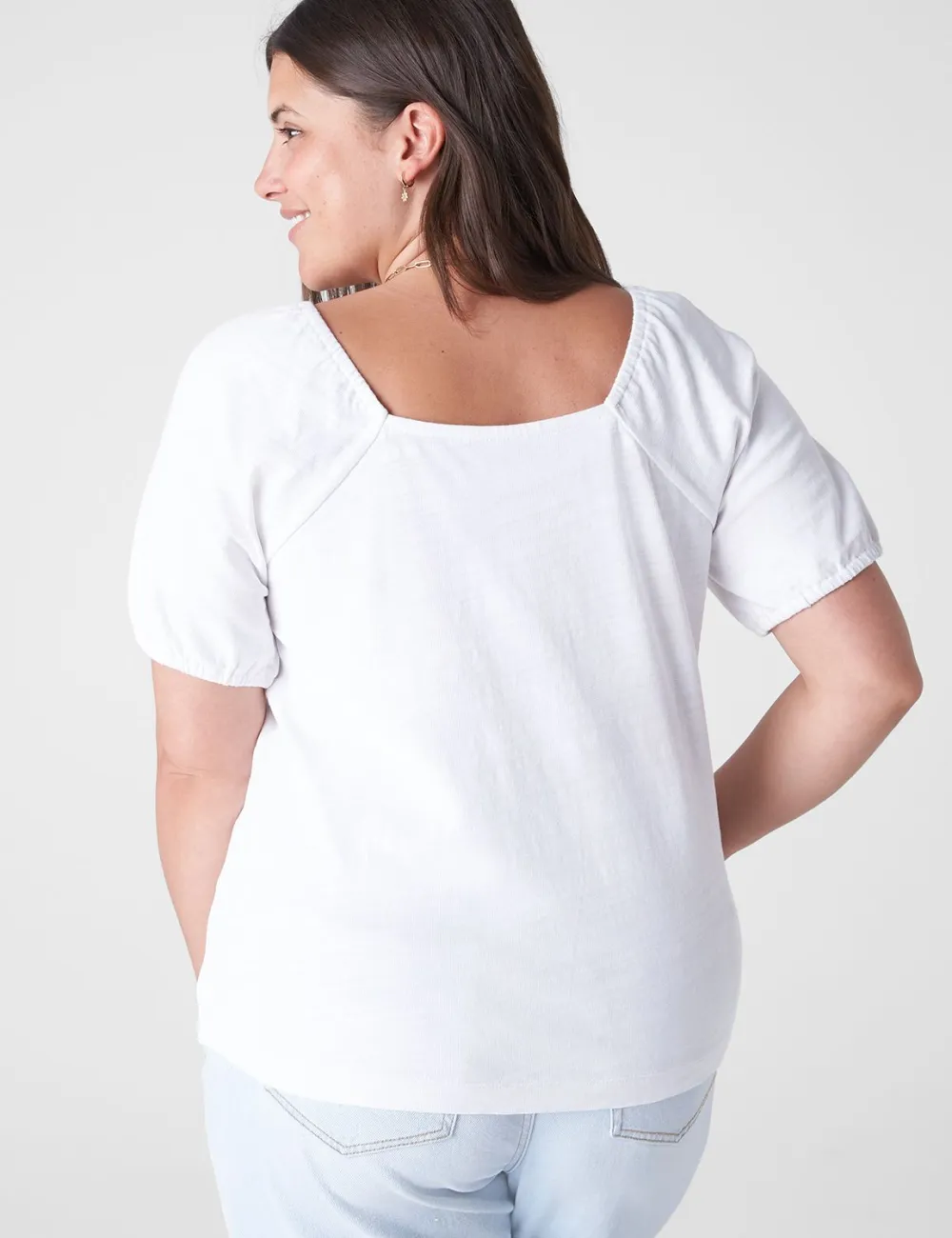 Square-Neck Button-Front Top