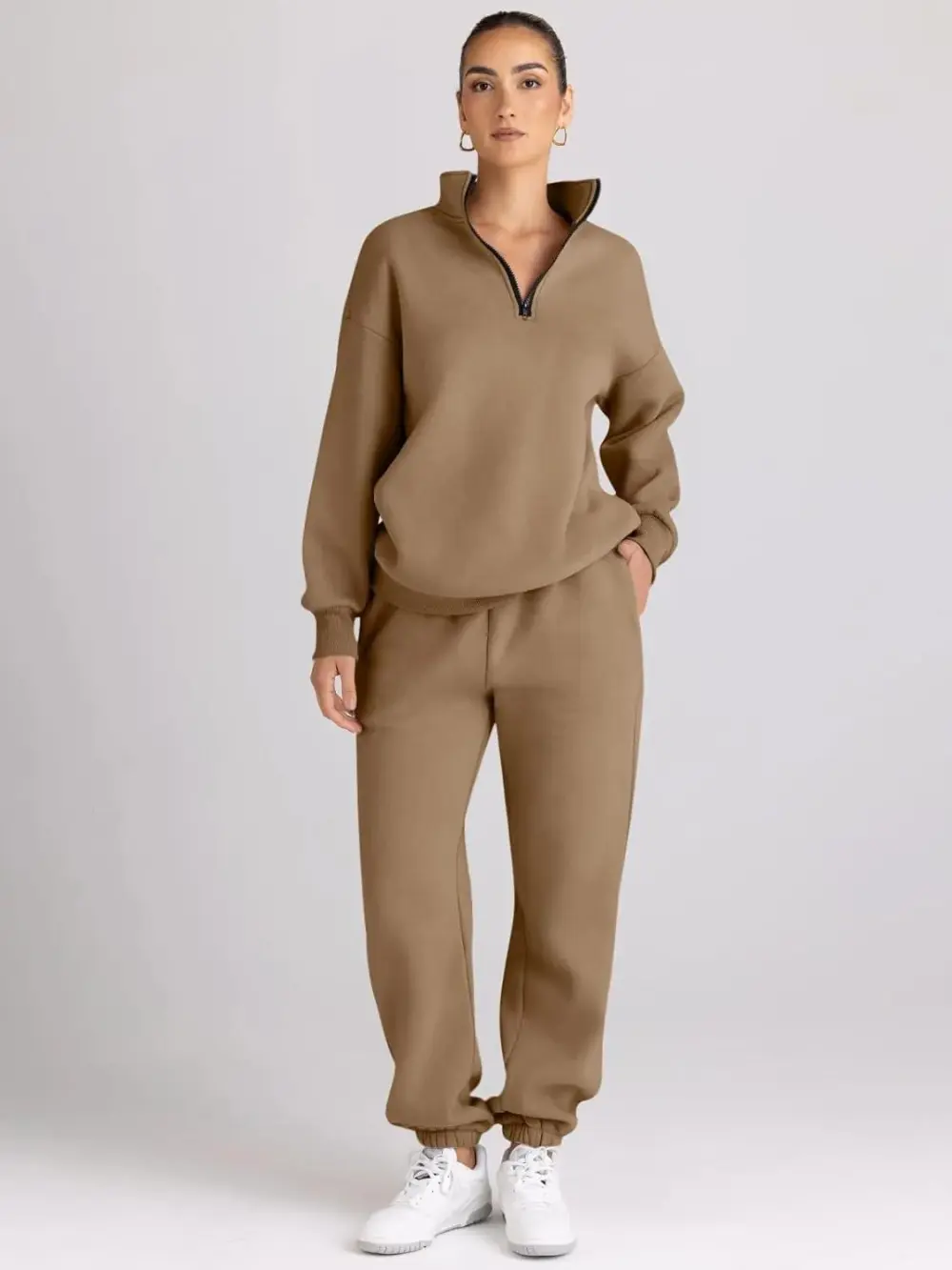 2 Piece Sweatsuits Long Sleeve Half Zip Pullover and Baggy Sweatpants