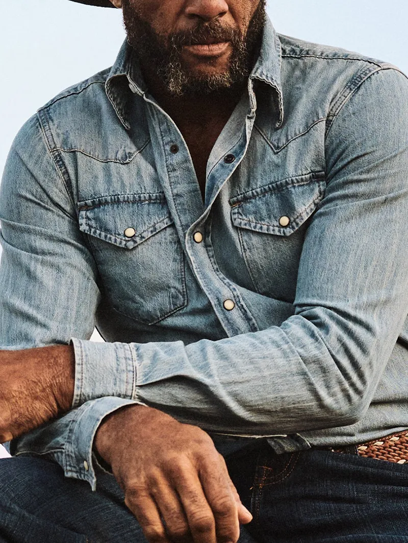 Long-Sleeved Denim Shirt