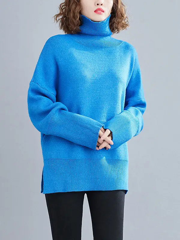 Original Solid High-Neck Knitting Sweater