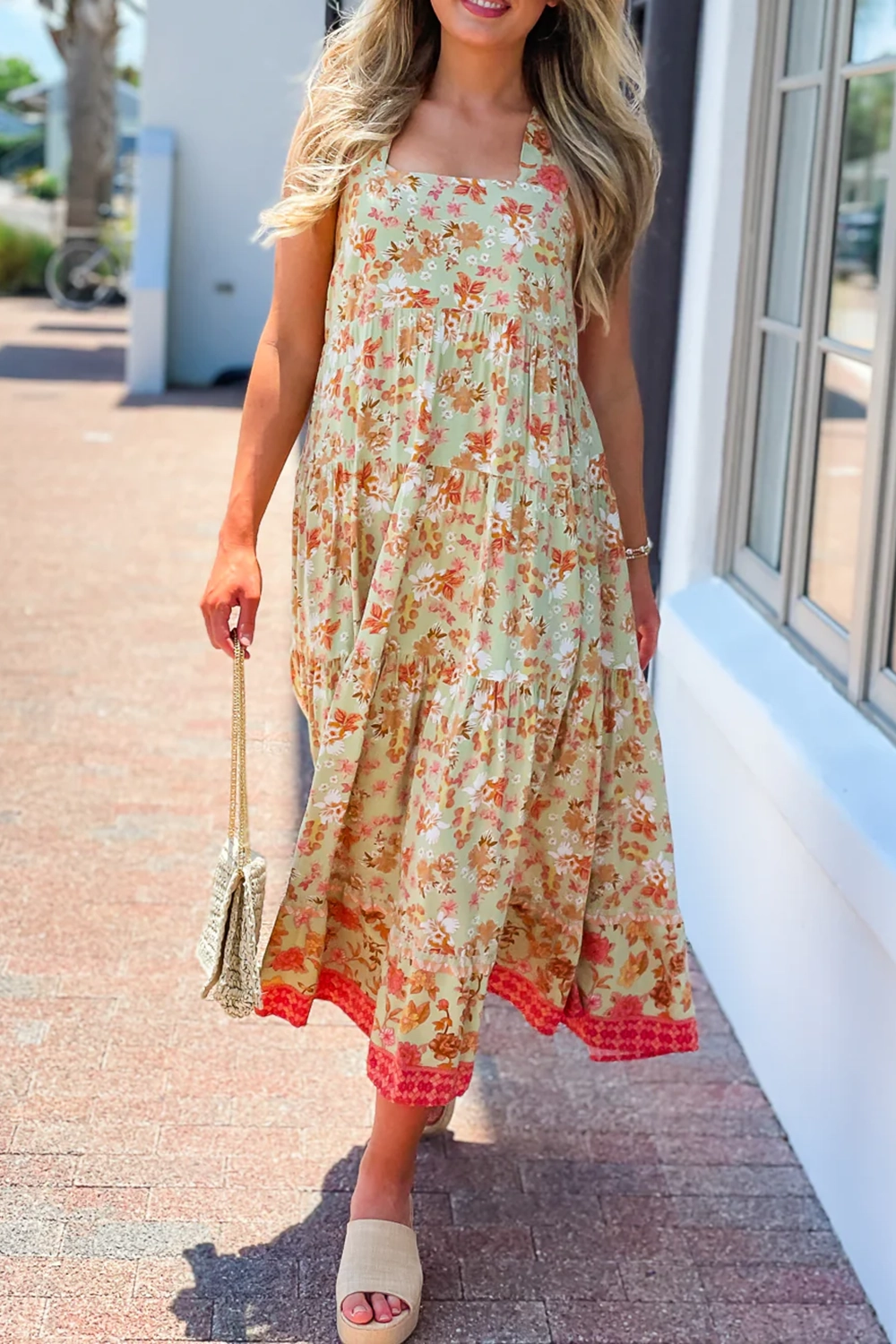 Yellow floral loose dress