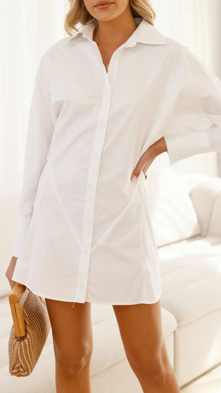 Lydia Shirt Dress - White