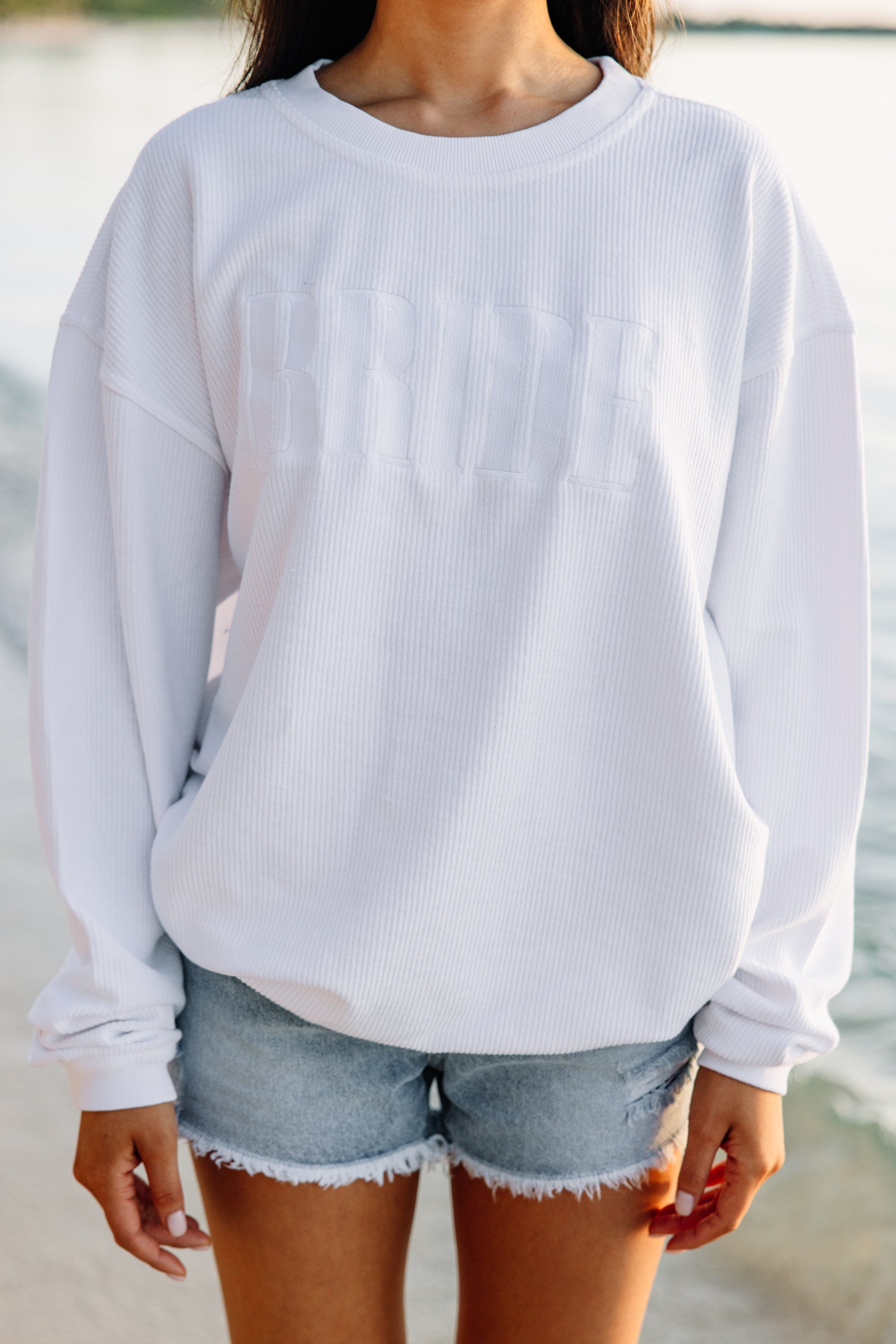 Bride White Corded Embroidered Sweatshirt