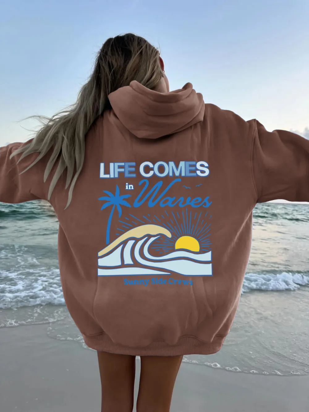 “Life Comes in Waves” Oversized Hoodie