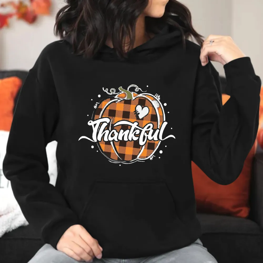 Thankful Pumpkin Printed Hoodie