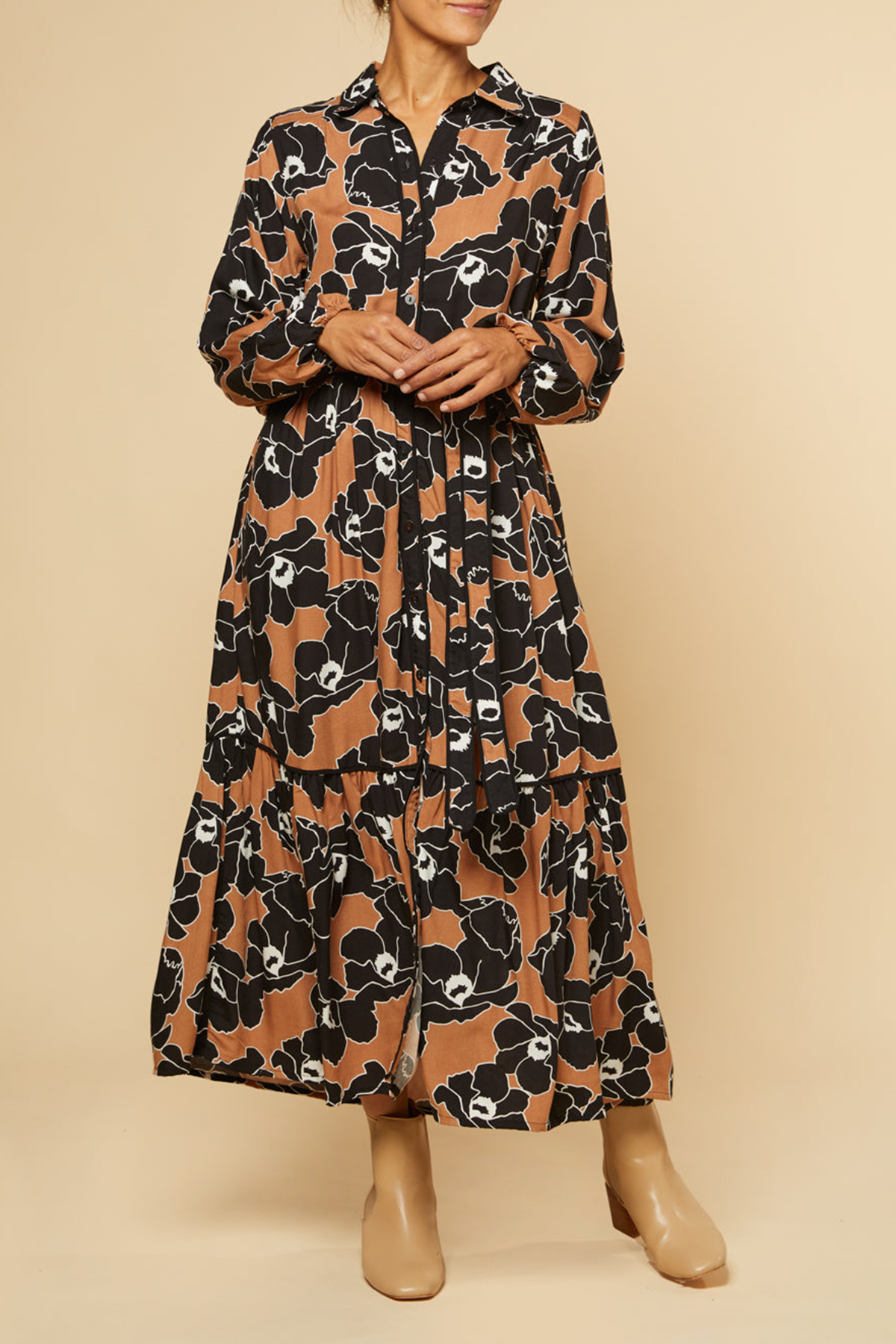 Ginette Billow Sleeve Maxi Dress in Autumn Lily