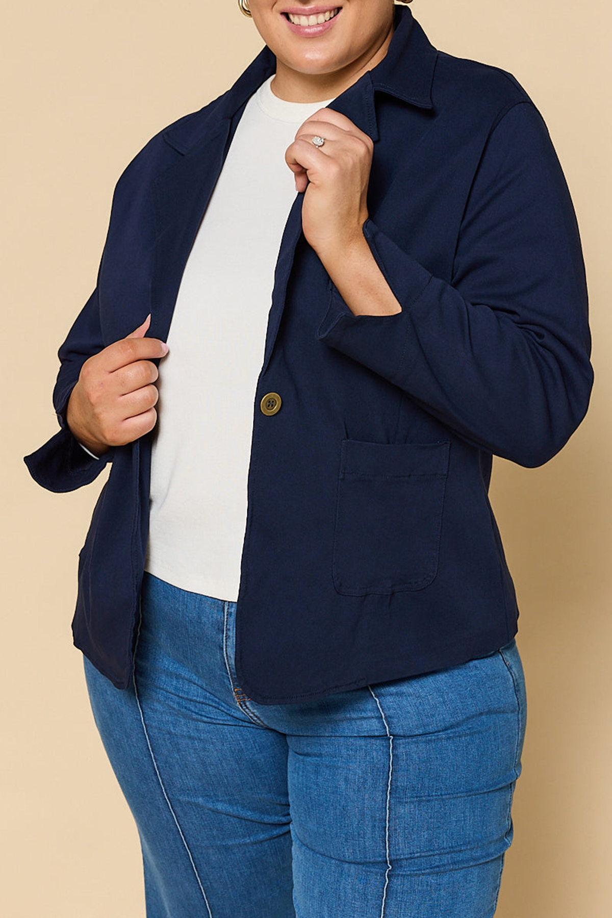 Adrift Ponte Blazer In Navy