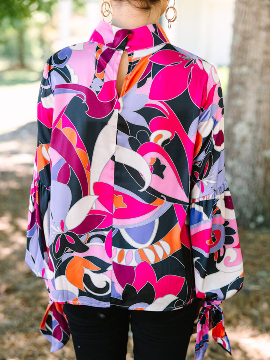 Hot Pink Abstract Blouse