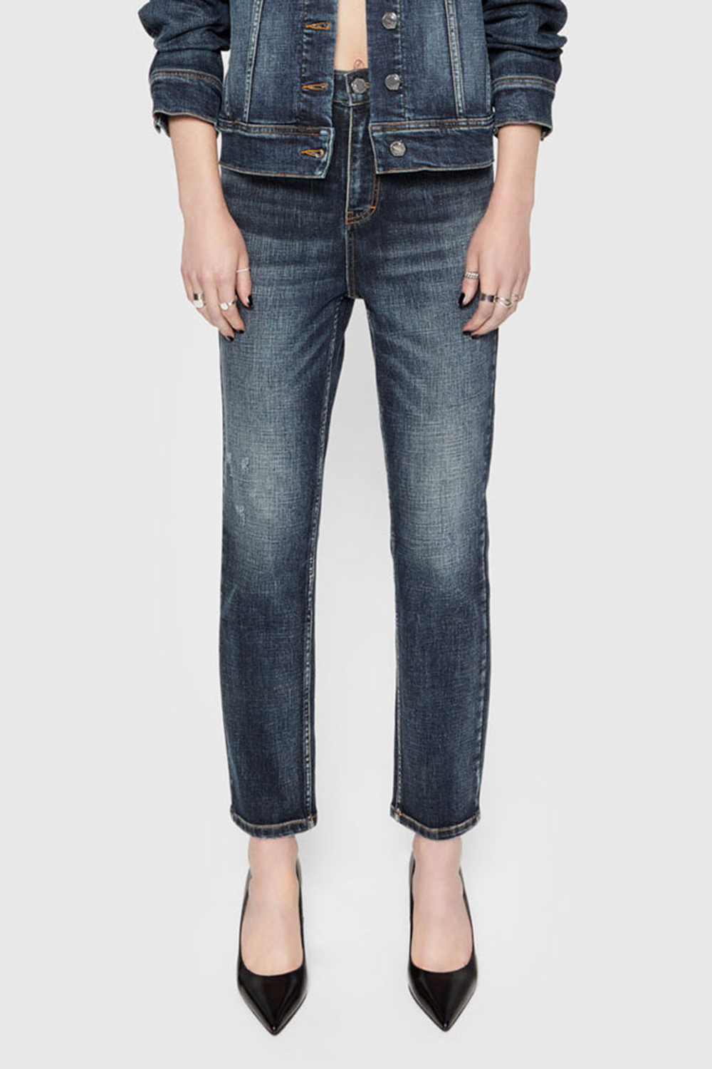 Blue Denim Straight Pants