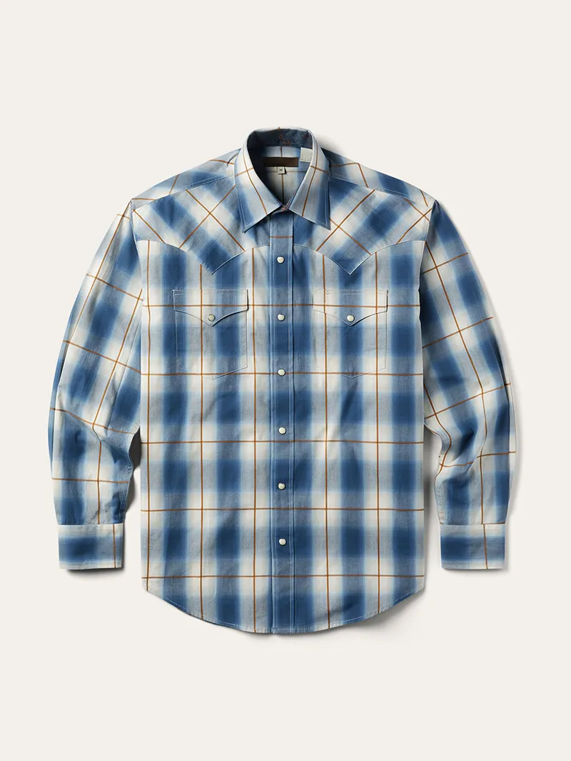 Men's Steel Ombre Plaid Western Shirt