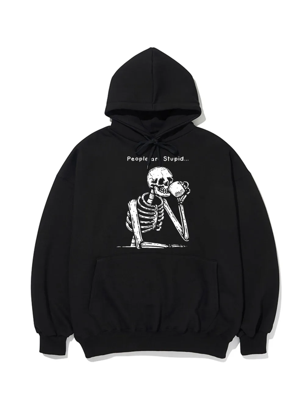 PEOPLE ARE STUPID PATTERN PRINTED HOODIE