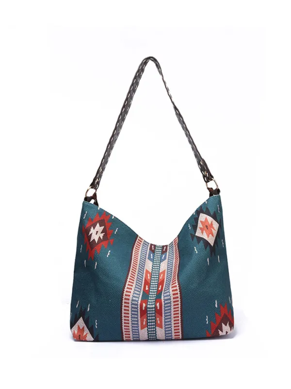 Women's Retro Ethnic Style Printed Tassel Shoulder Bag