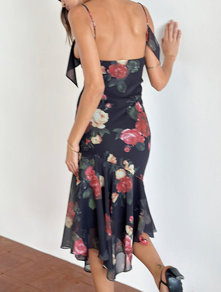 Dansya Midi Dress In Renaissance Rose Black