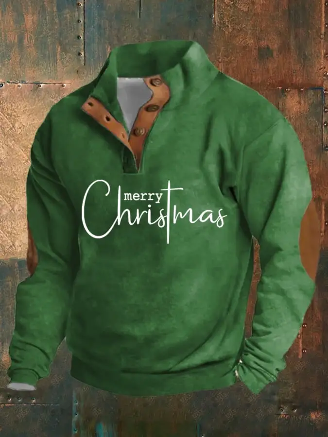 Men's Aintage Merry Christmas Print Sweatshirt