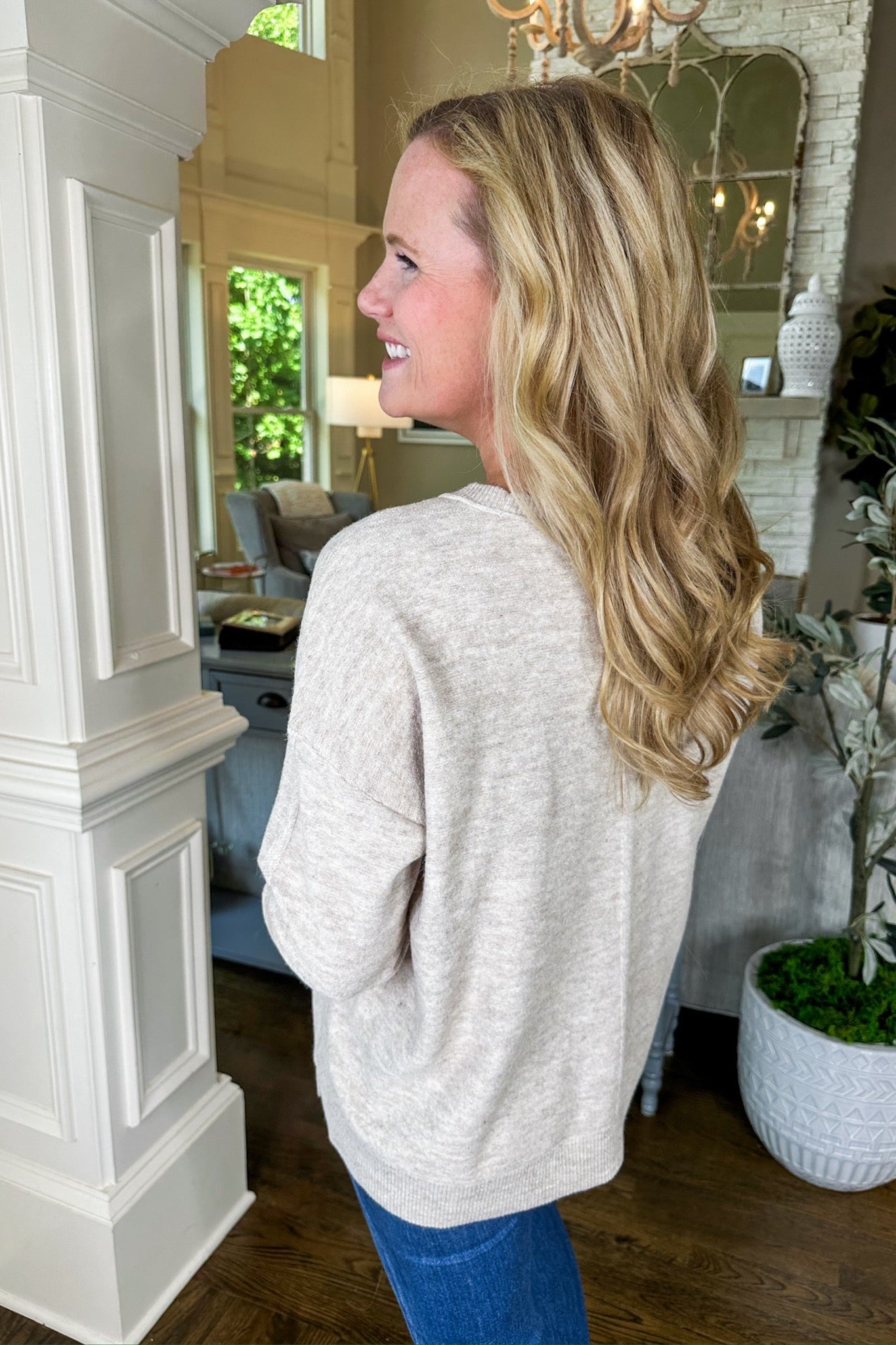 Oatmeal Scoop Neck Oversized Sweater