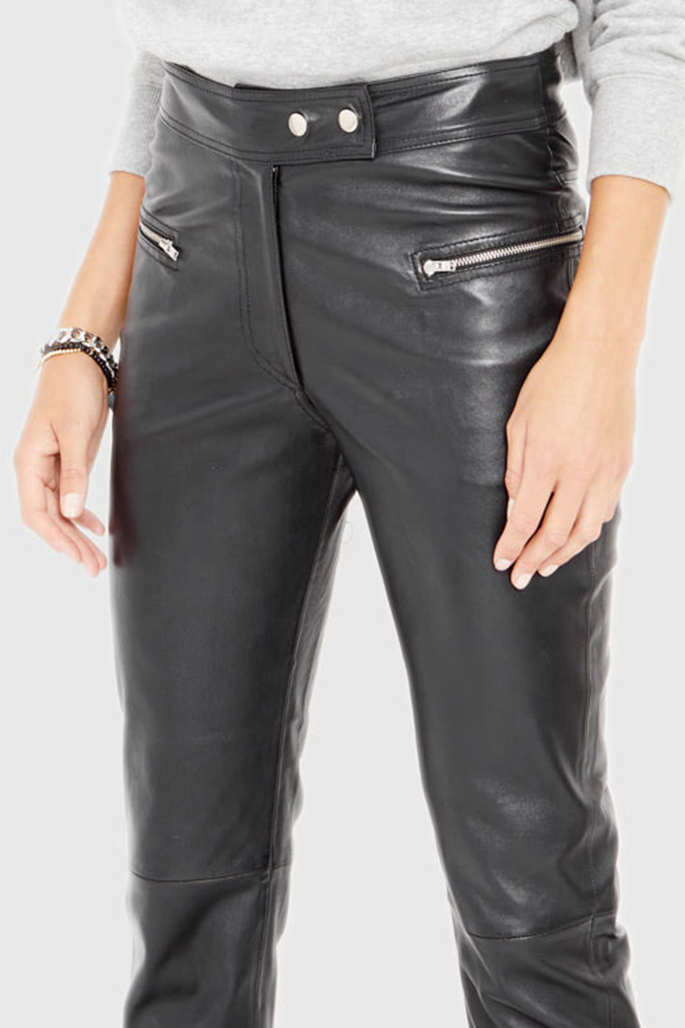 Black Motorcycle Style Leather Pants