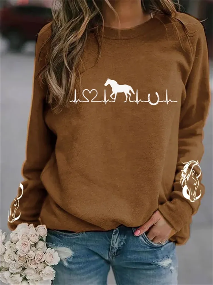 Women's Horse Heartbeat Horse Lover Horse Lovers Casual Sweatshirt