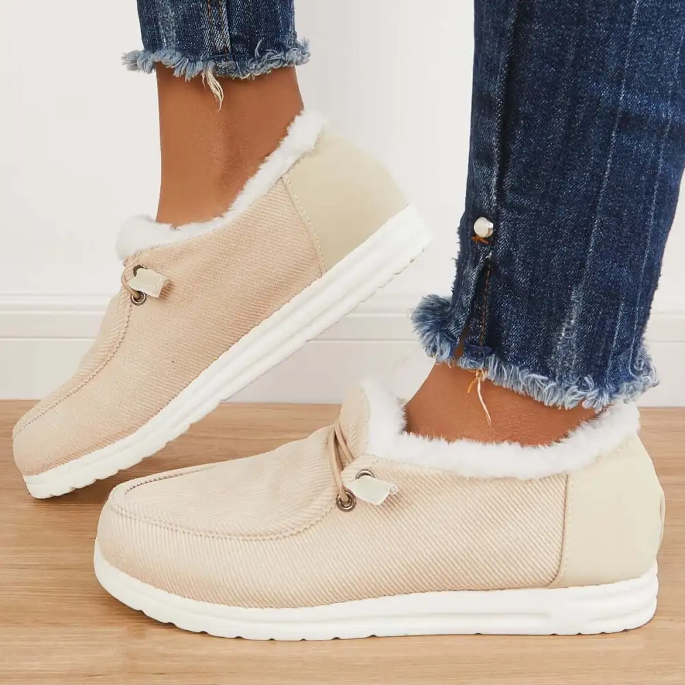 Flat Slip-On Bootie Warm Lining Ankle Snow Boots