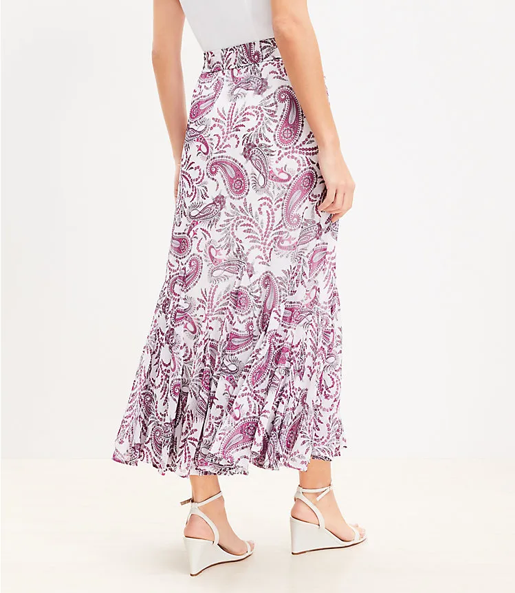 Paisley Godet Midi Skirt