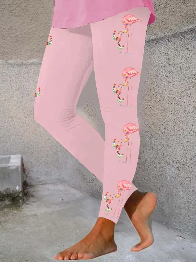 Women's Merry   Flamingo Fun Print Print Leggings