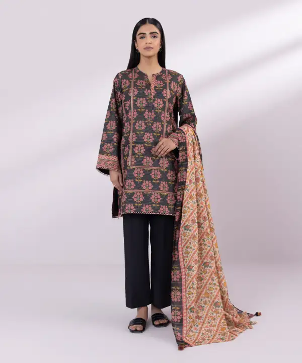 3 Piece - Printed Zari Lawn Suit