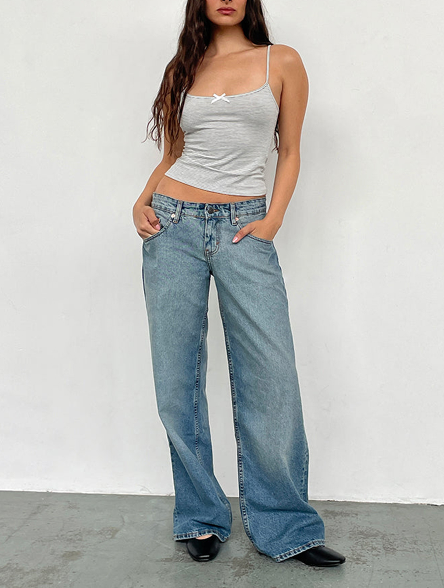 Vintage Bleach Low Rise Roomy Jeans